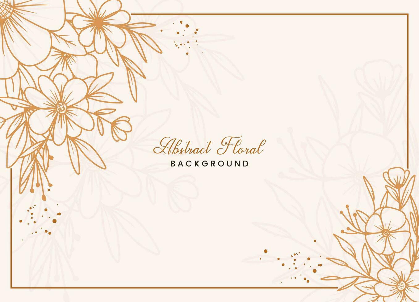 Hand-drawn floral botanical background with line art flowers and leaves vector