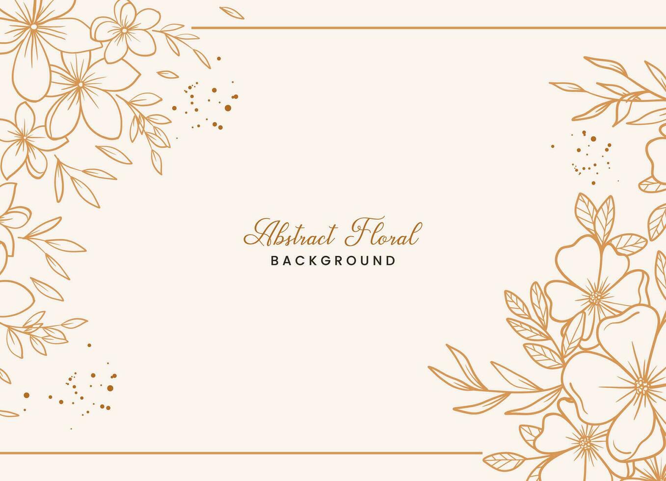 Hand drawn floral botanical background with line art flowers and leaves vector