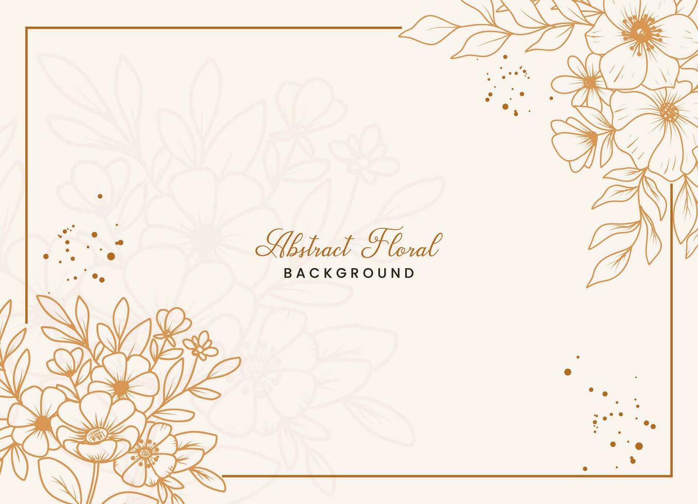 Hand-drawn floral botanical background with line art flowers and leaves vector