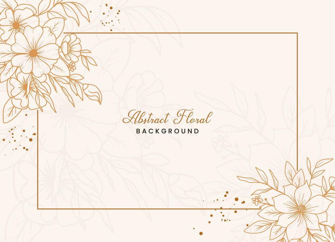 Hand-drawn floral botanical background with line art flowers and leaves vector