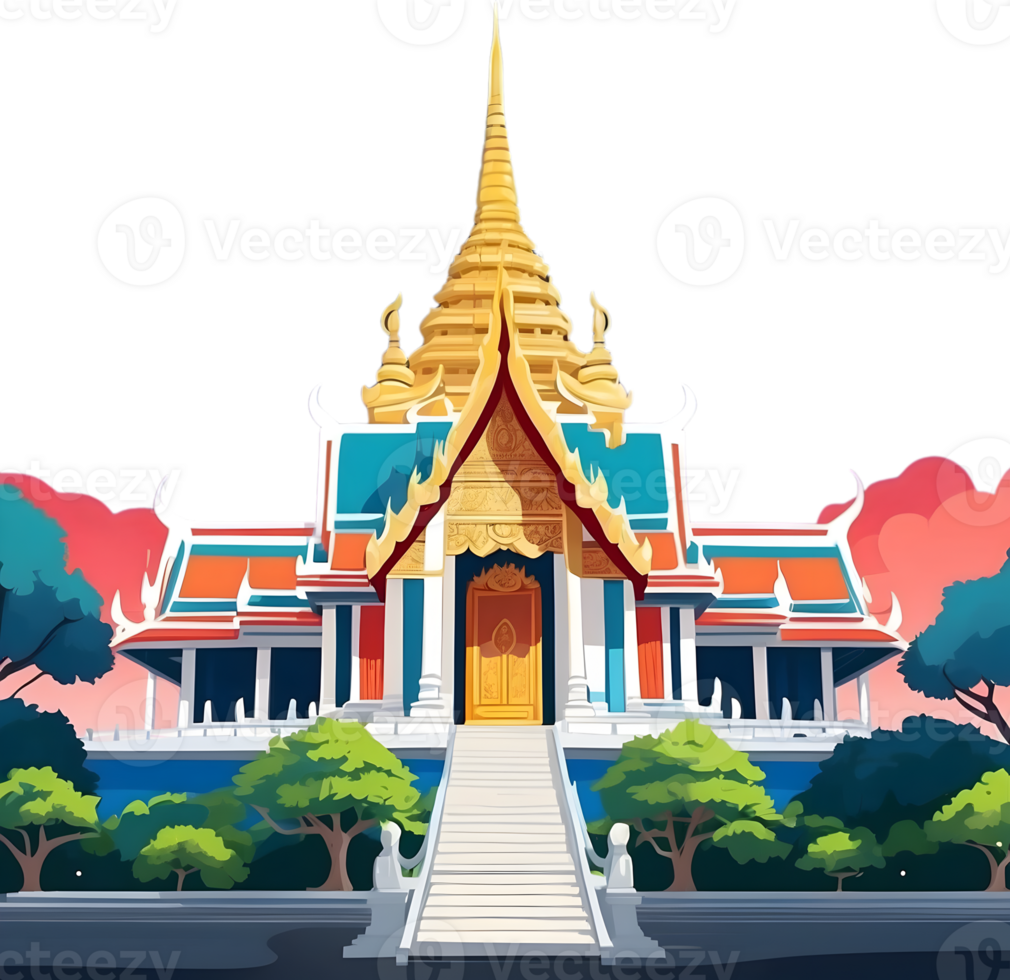 AI generated thai buddhist temple illustration, png, Wat Pho png