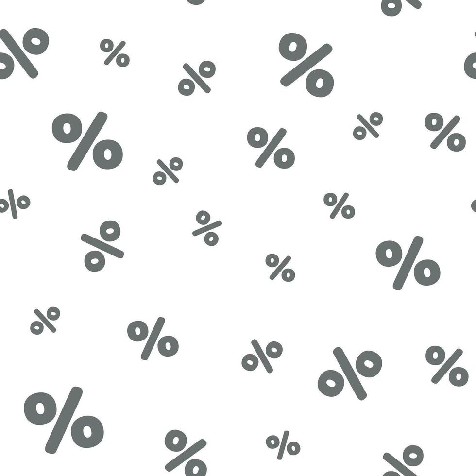 Percentage sign seamless pattern design. Percent black and white background, discount and marketing vector. vector