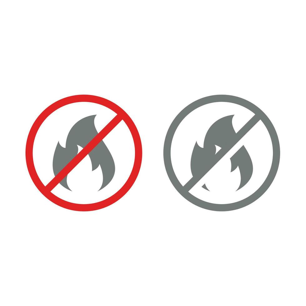 No fire vector red prohibition sign. No open flames, forbidden warning sign.