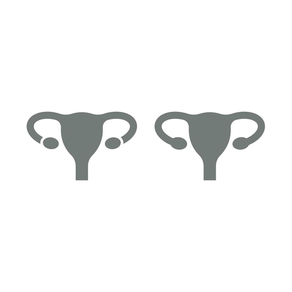 Female reproductive system vector icon. Uterus with ovaries, ovary black symbol.