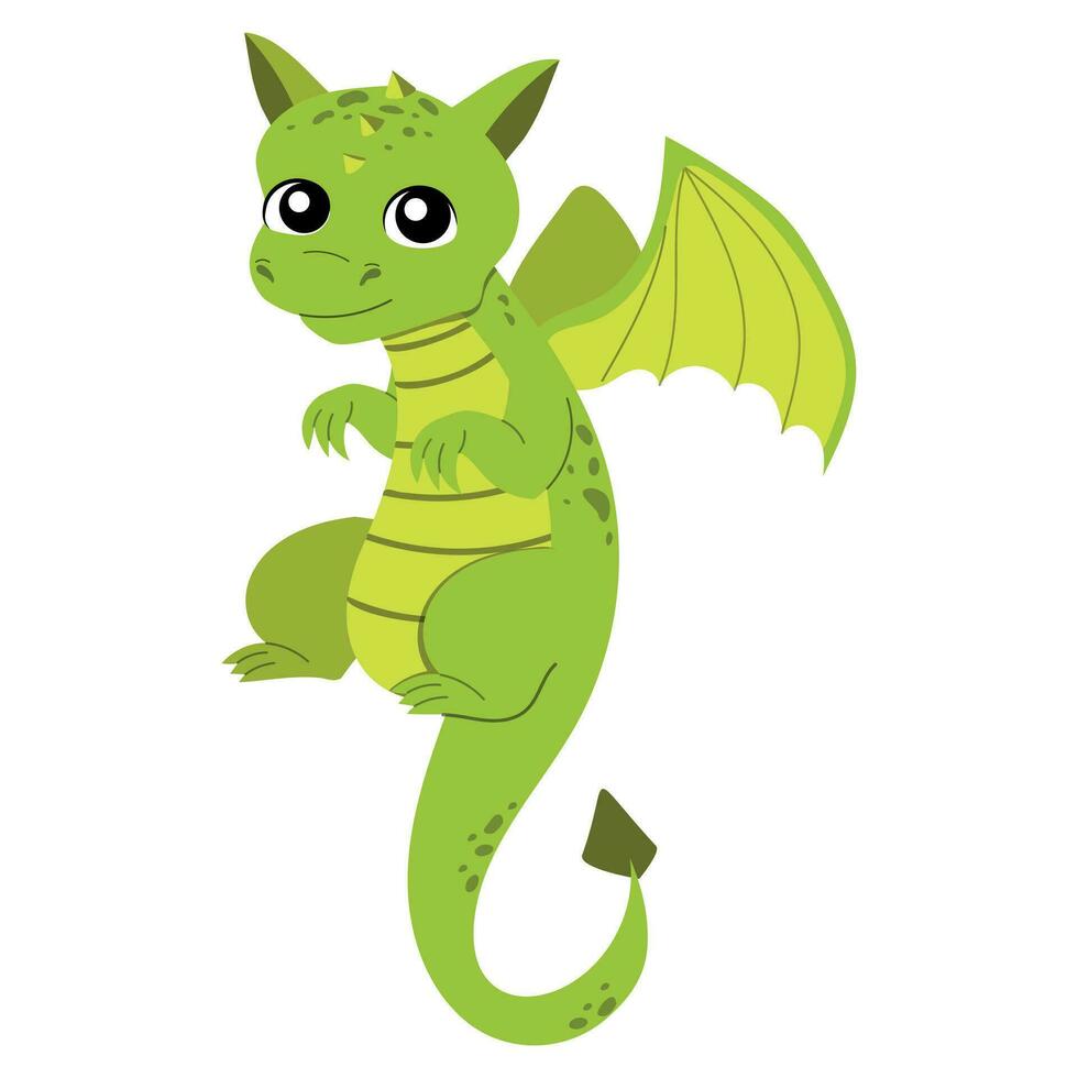 Cartoon baby flying green dragon vector