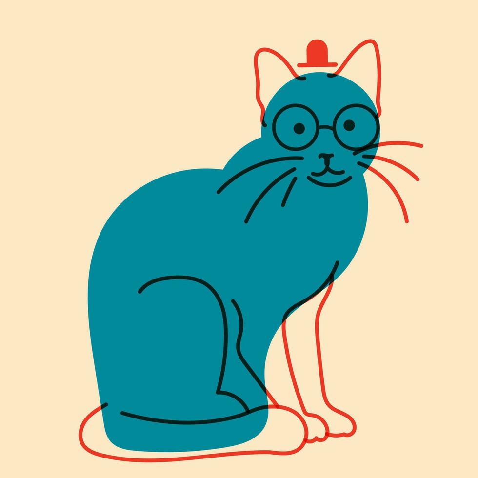 Cat in glasses. Vector illustration in a minimalist style