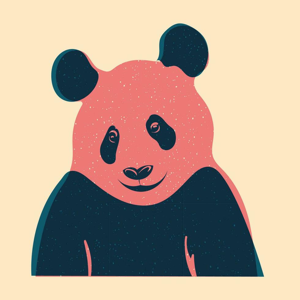 Panda. Vector illustration in a minimalist style  with Riso print effect.