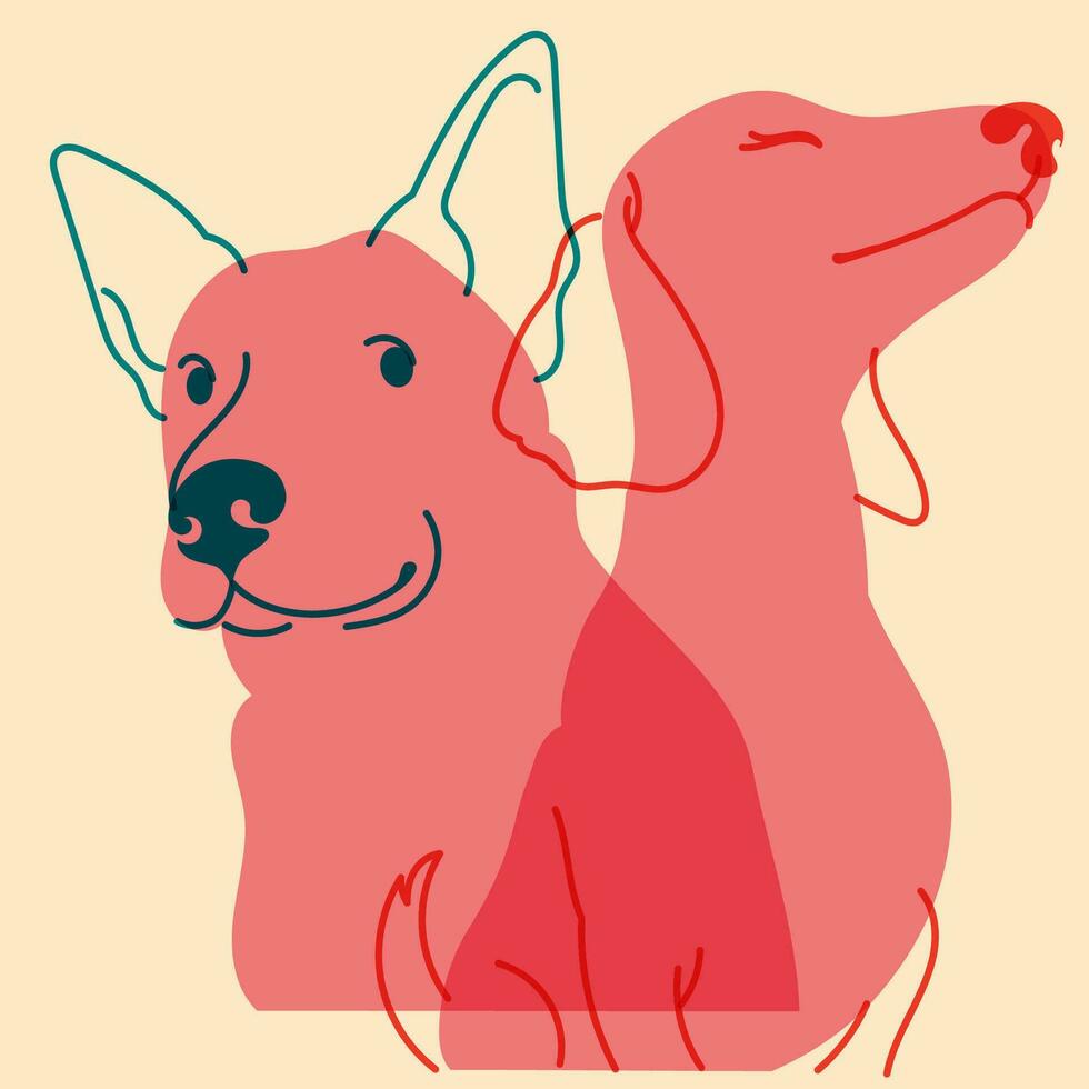 Dogs. Vector illustration in a minimalist doodle style
