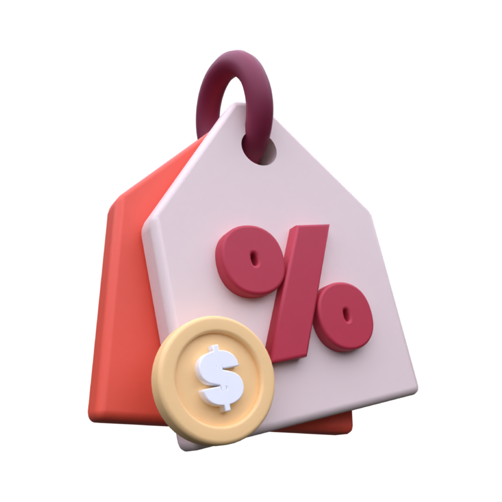 unique 3d rendering online shopping tag price icon .Realistic vector illustration png