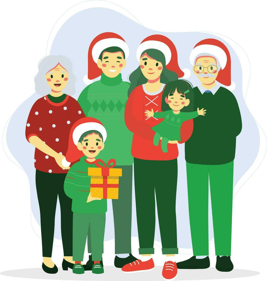 Happy family celebrating Christmas Illustration vector