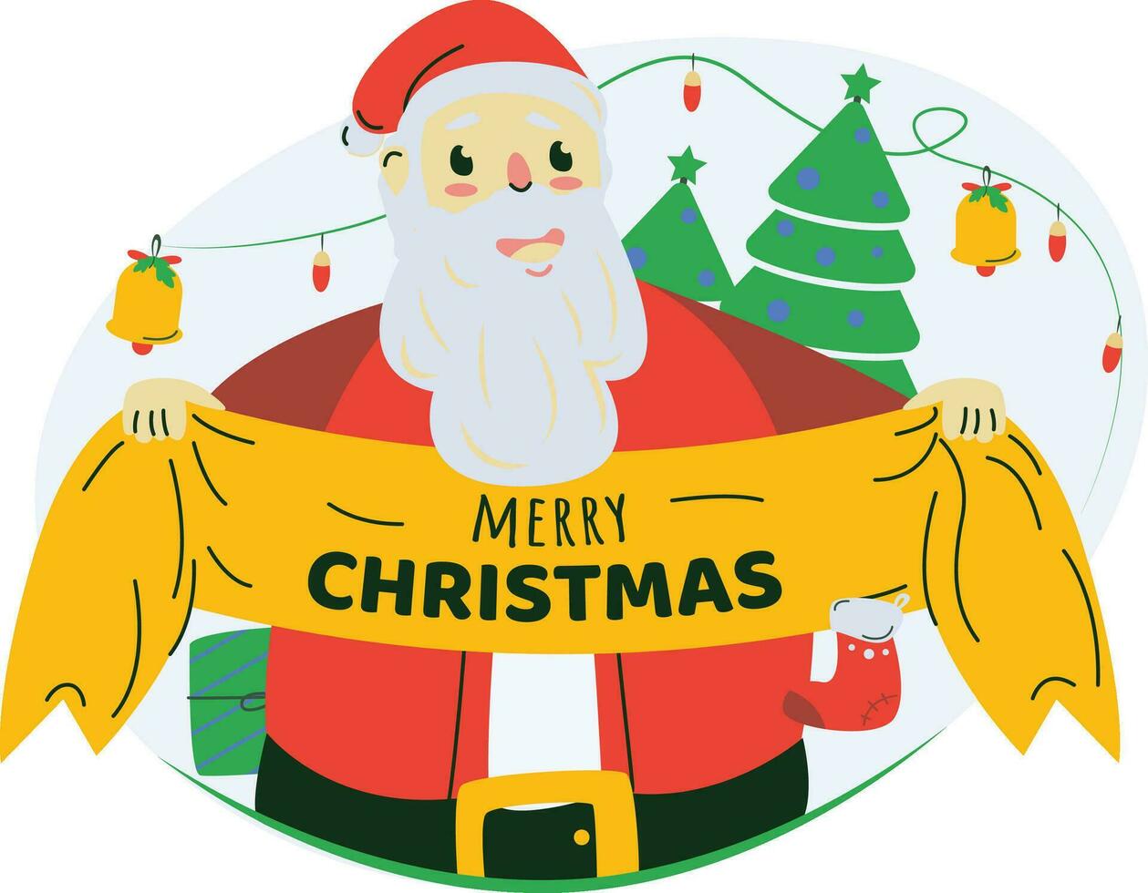 Papa Noel con Navidad bandera ilustración vector