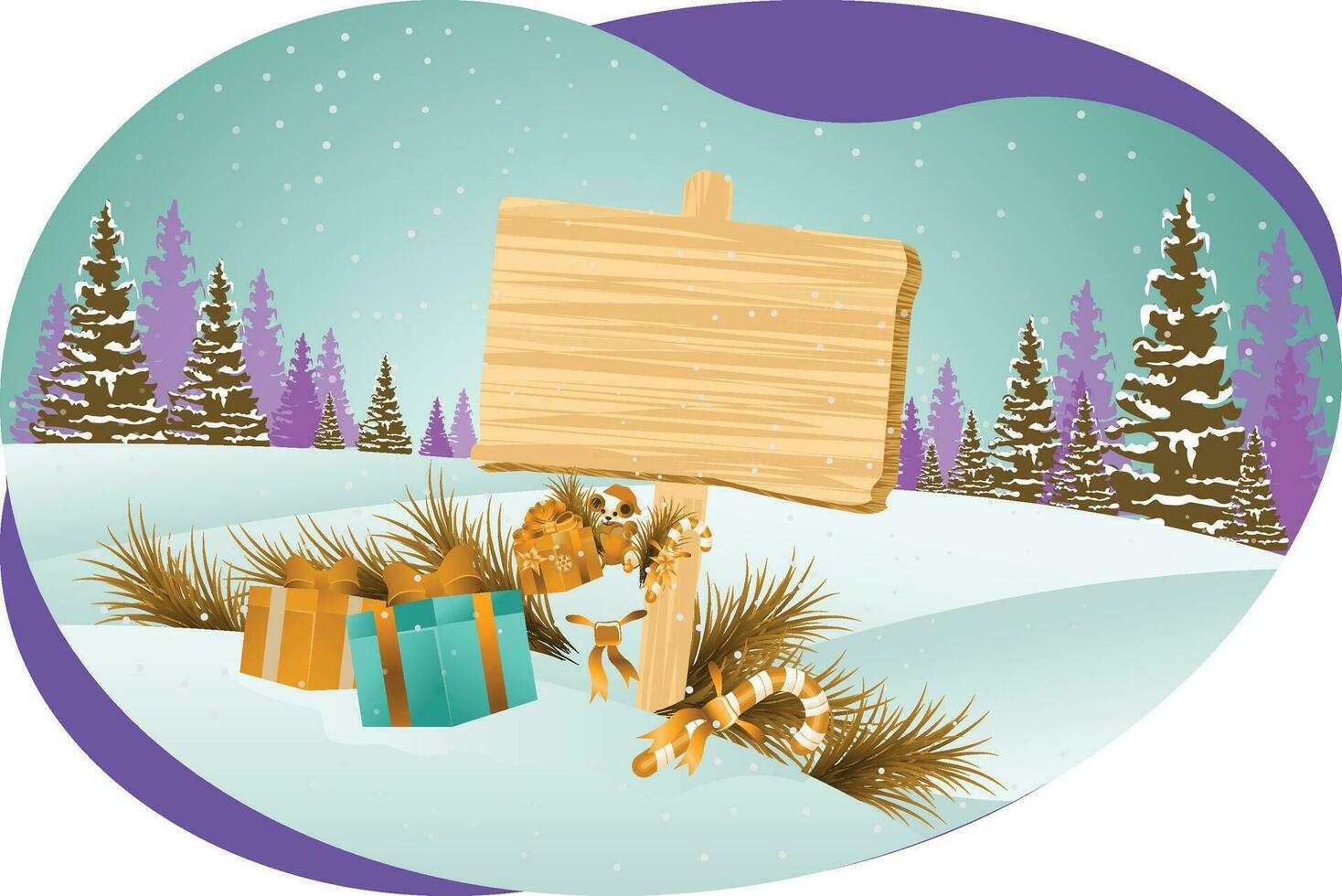 Christmas gifts sign board vector