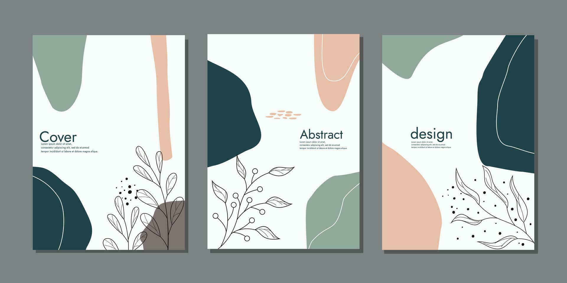 aesthetic book cover set. Modern aesthetic illustrations. Bohemian style Collection of contemporary artistic. For notebooks, planners, brochures, books, catalogs, invitations. Vector illustration