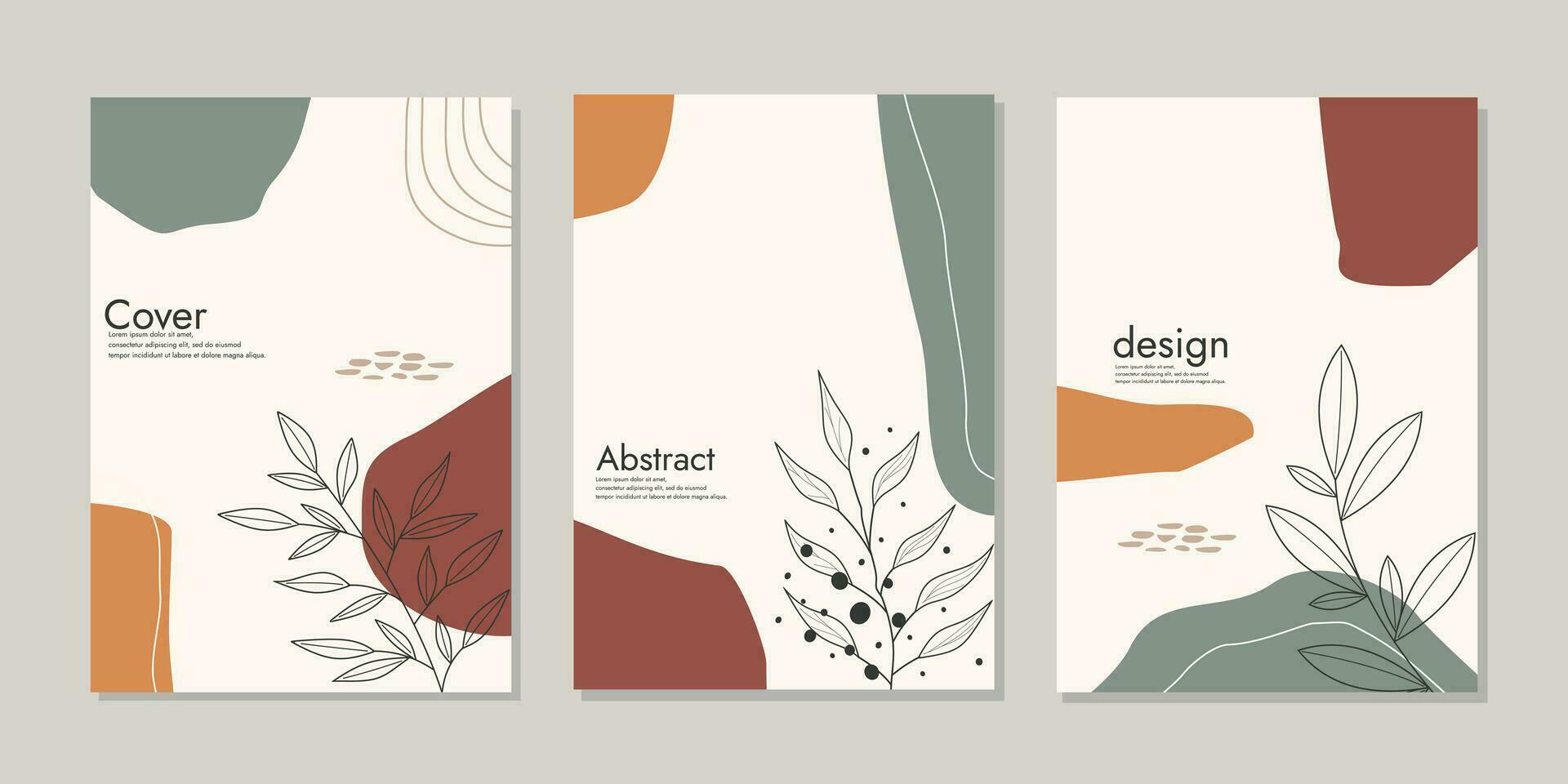aesthetic book cover set. Modern aesthetic illustrations. Bohemian style Collection of contemporary artistic. For notebooks, planners, brochures, books, catalogs, invitations. Vector illustration
