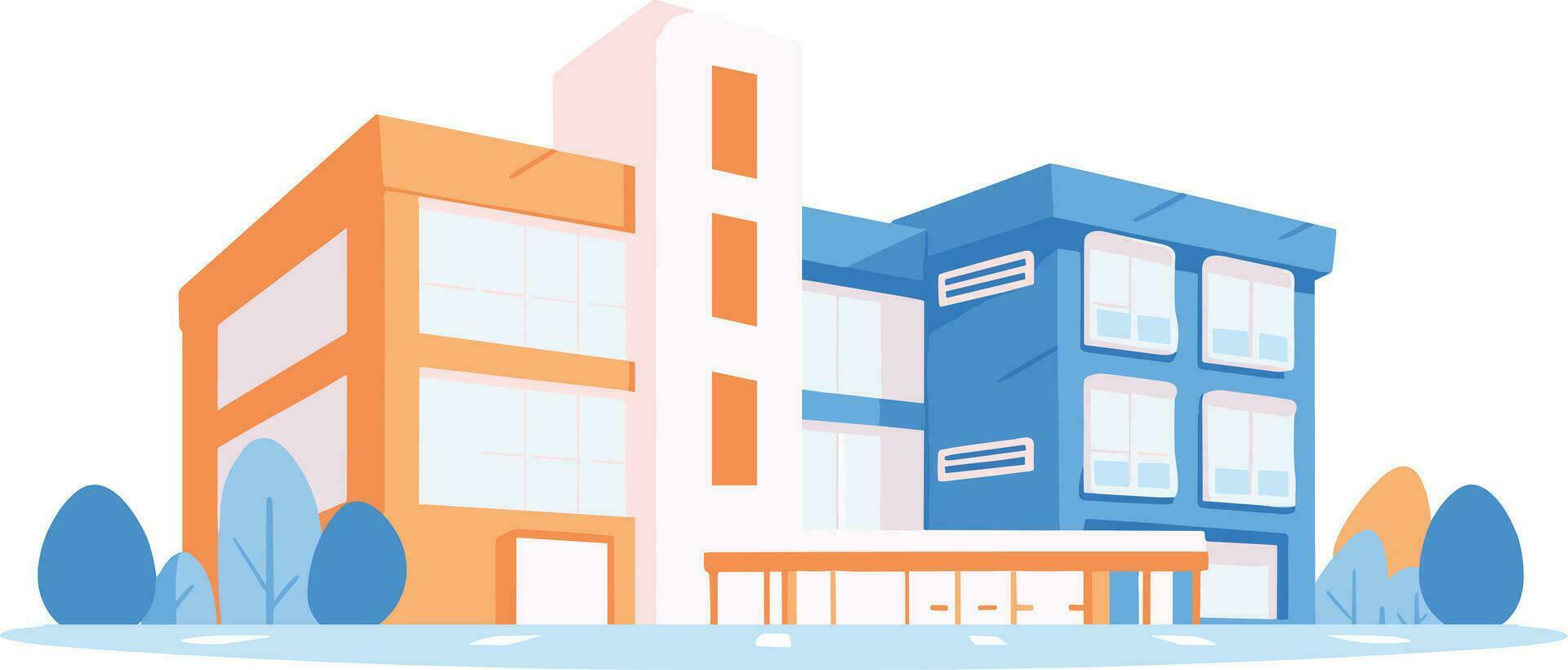 Hand Drawn School or hospital building in flat style vector