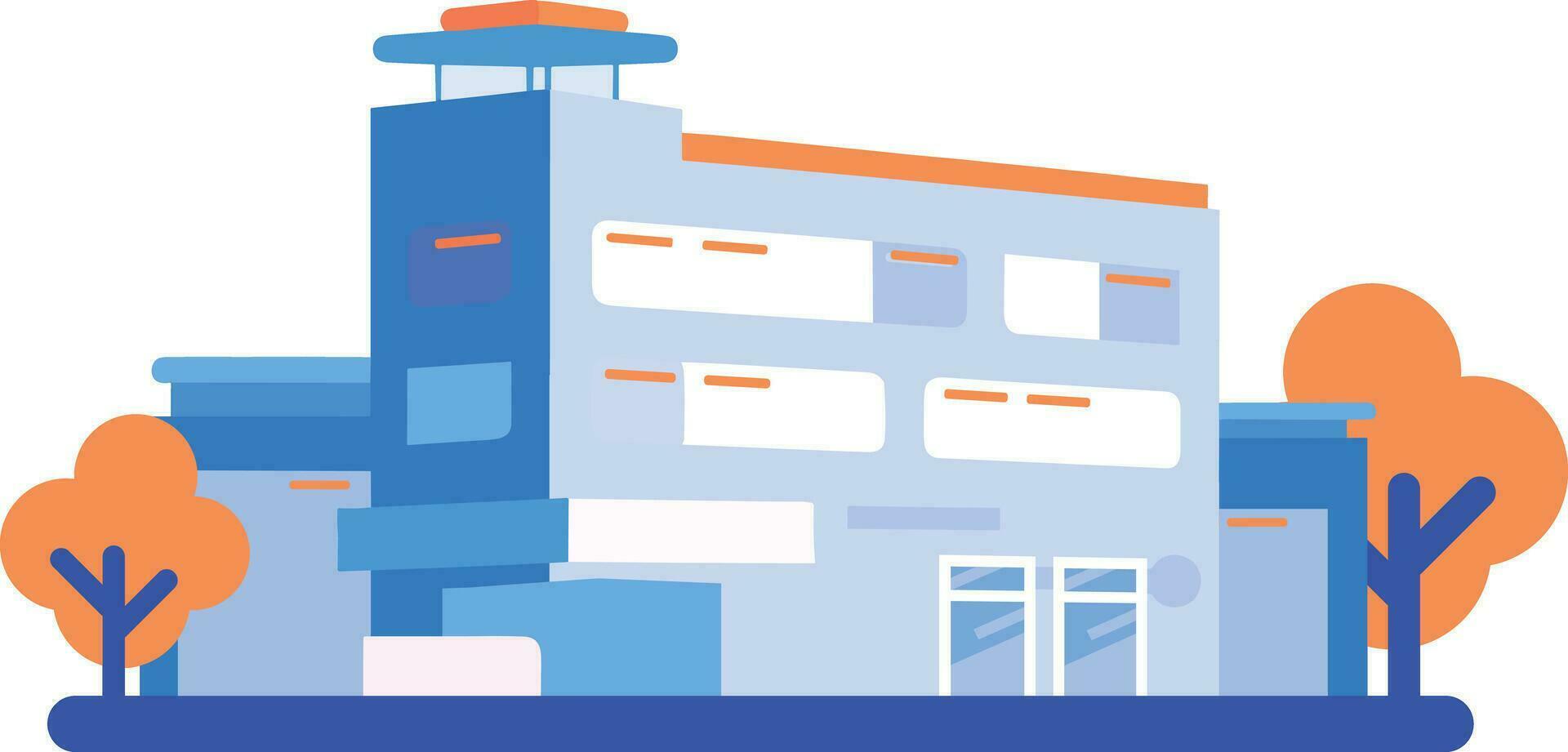 Hand Drawn School or hospital building in flat style vector