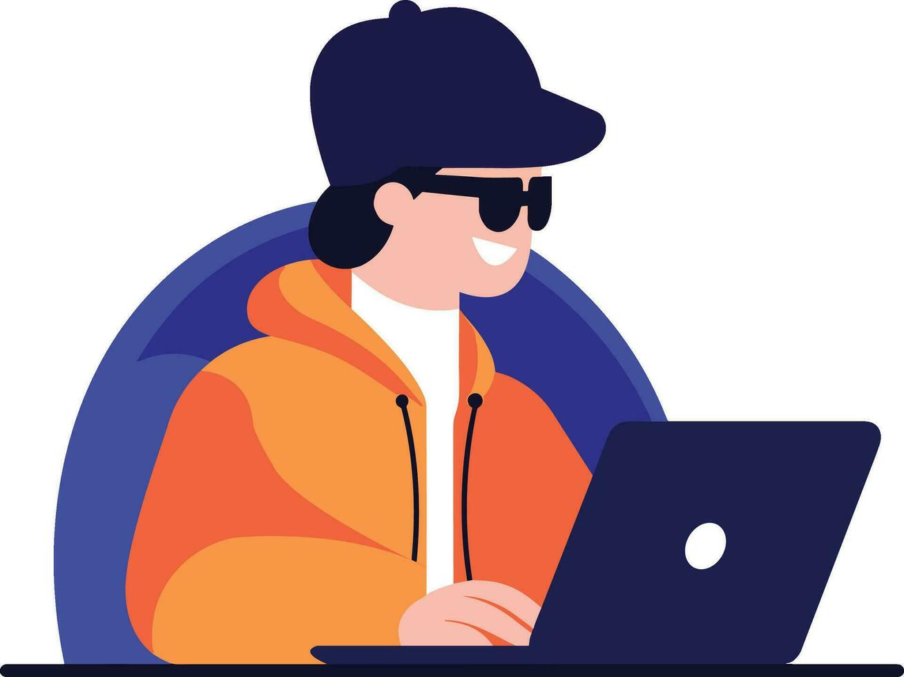 Hand Drawn Thief or hacker in concept Cyber Security in flat style vector