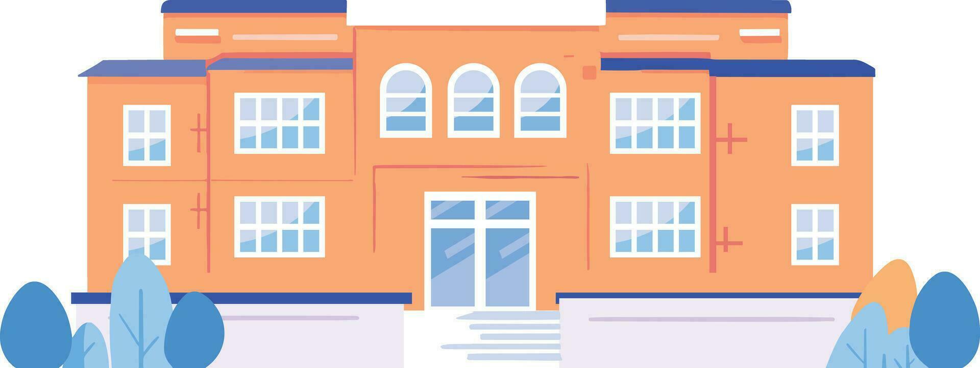 Hand Drawn School or hospital building in flat style vector