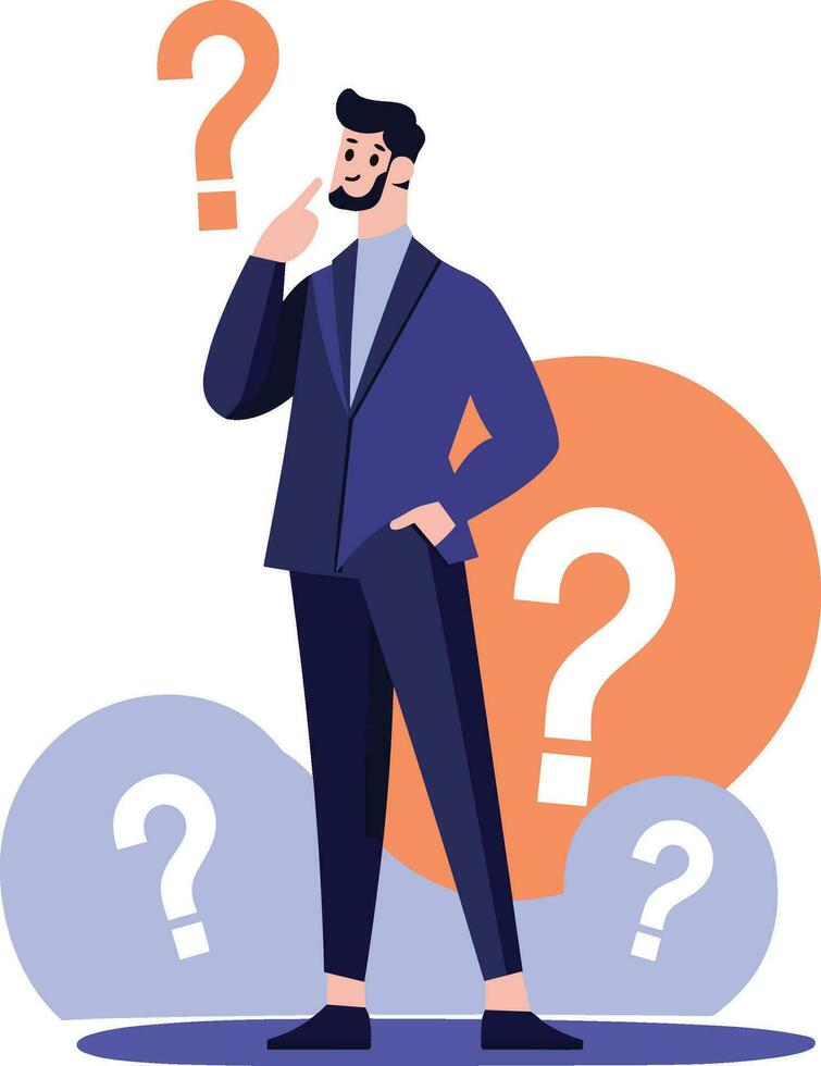 Hand Drawn Businessman with question mark in flat style vector