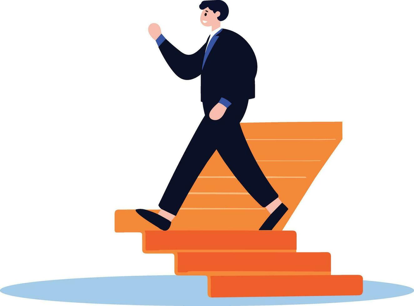 Hand Drawn Businessman walking up stairs in success concept in flat style vector