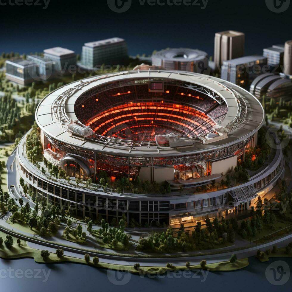 AI generated 3D miniature model of the stadium photo