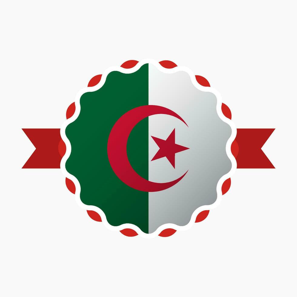 Creative Algeria Flag Emblem Badge vector