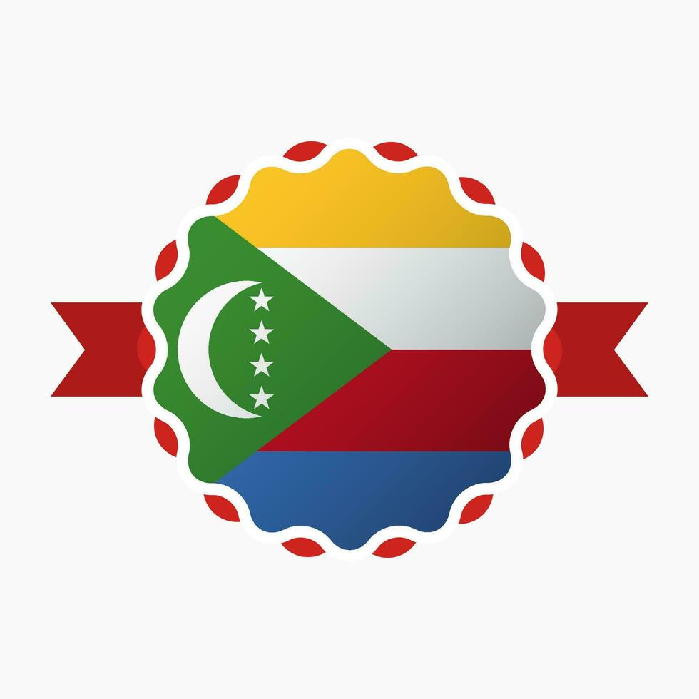 Creative Comoros Flag Emblem Badge vector