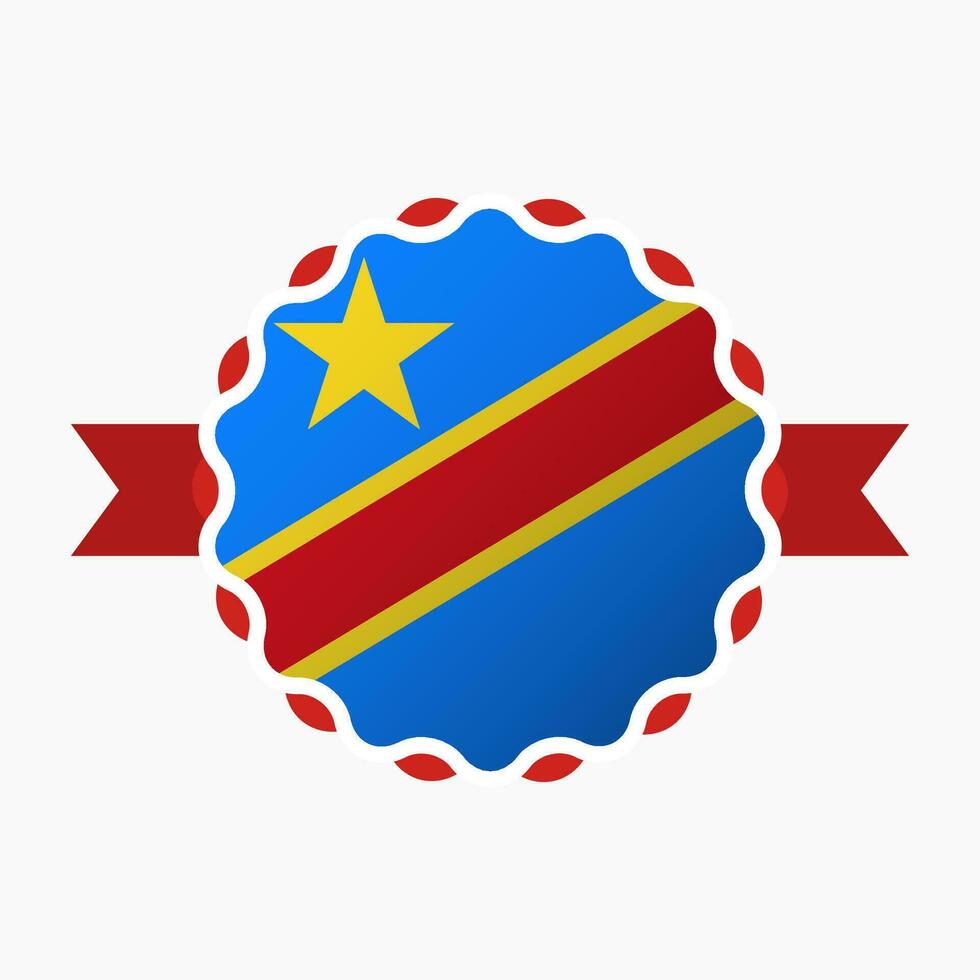 Creative Democratic Republic of the Congo Flag Emblem Badge vector