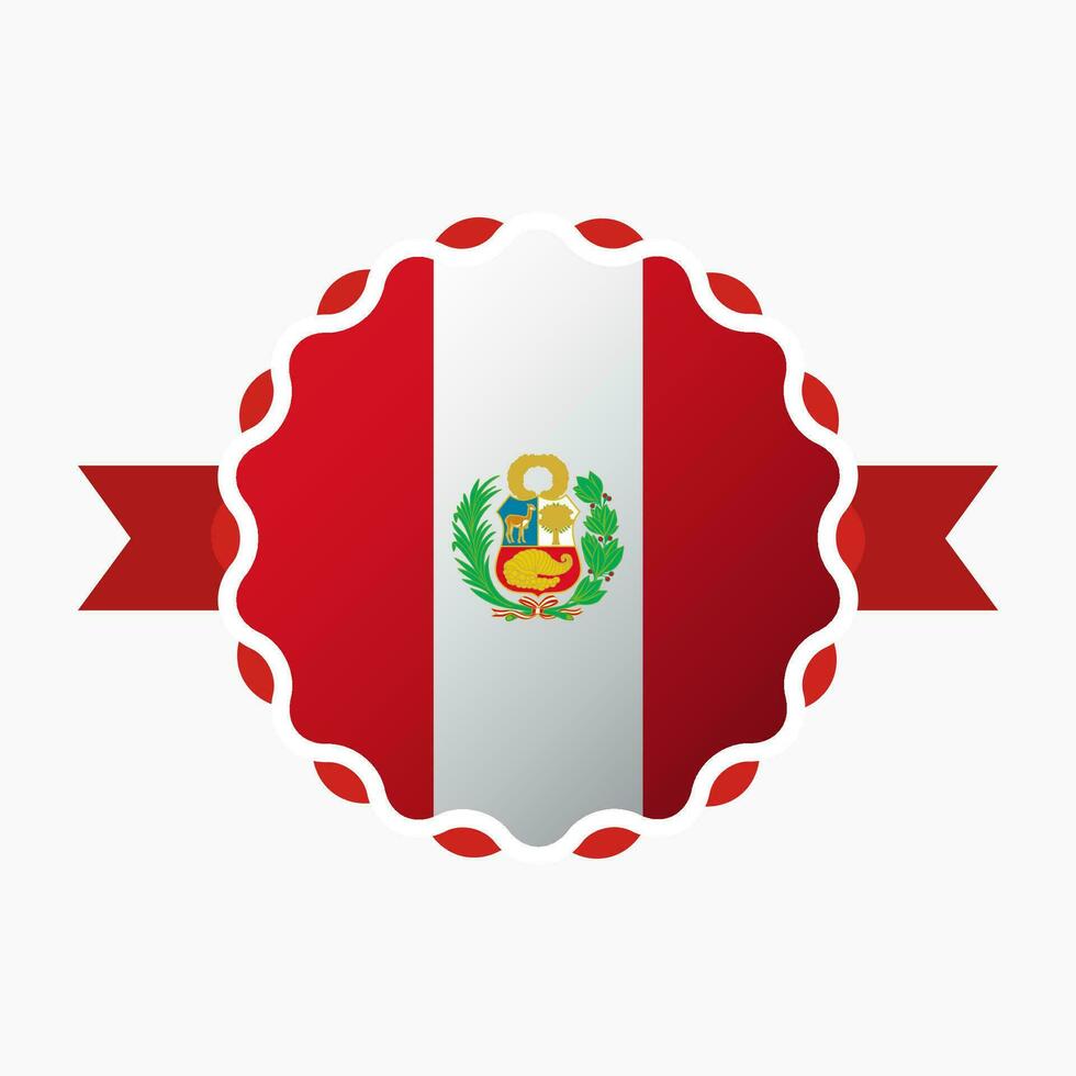 Creative Peru Flag Emblem Badge vector