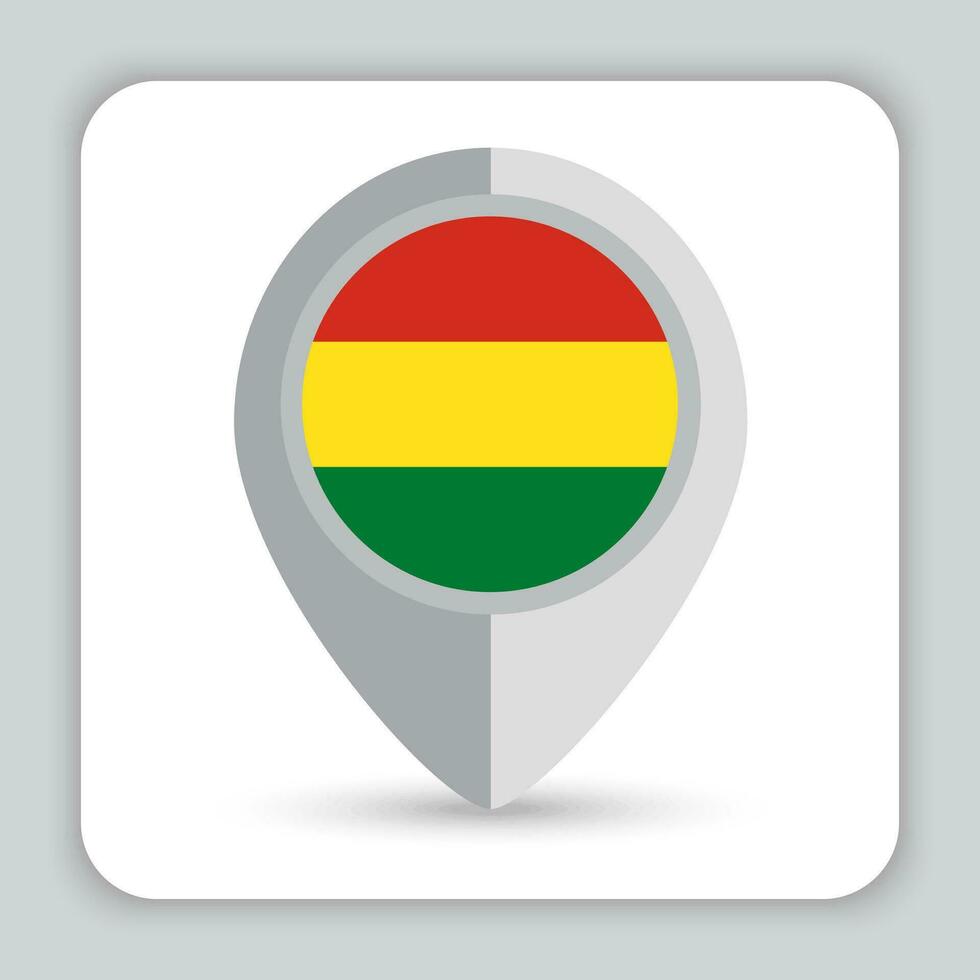 bolivia bandera alfiler mapa icono vector