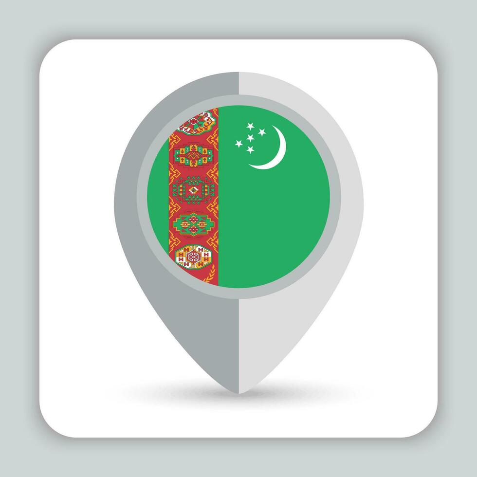 Turkmenistan Flag Pin Map Icon vector