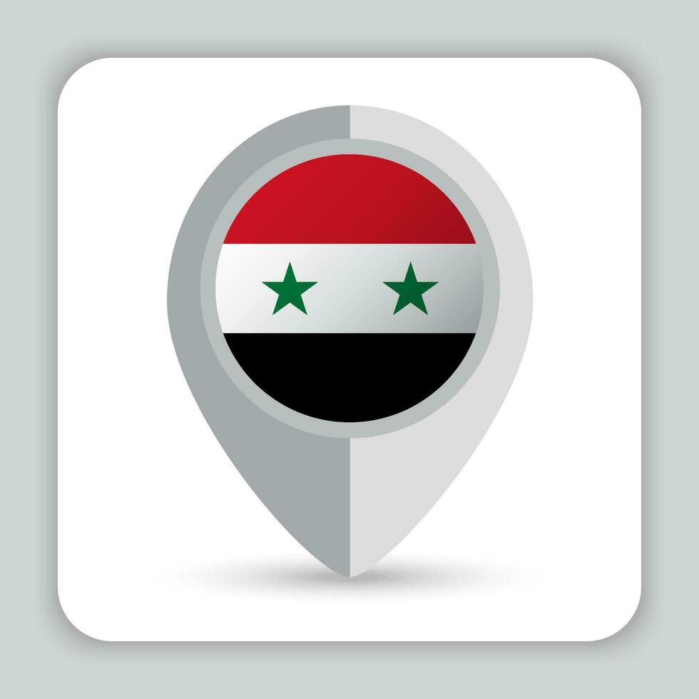 Siria bandera alfiler mapa icono vector