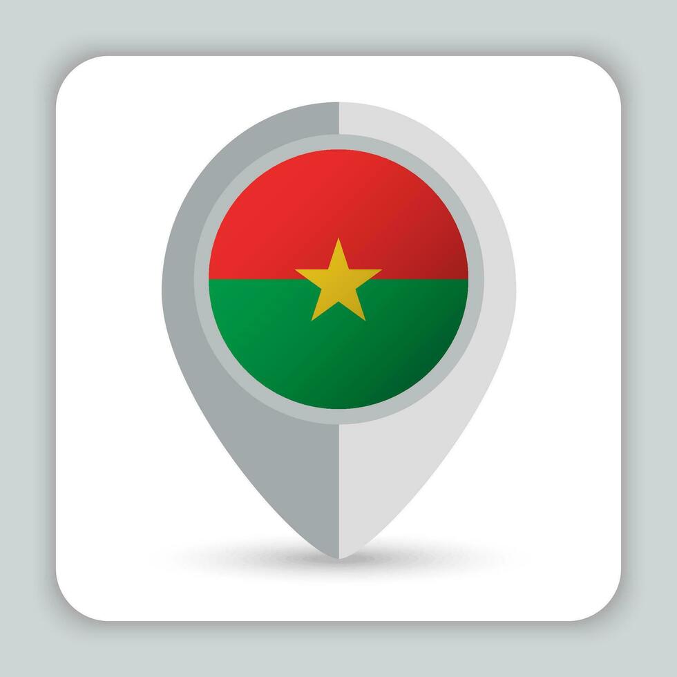 Burkina Faso Flag Pin Map Icon vector
