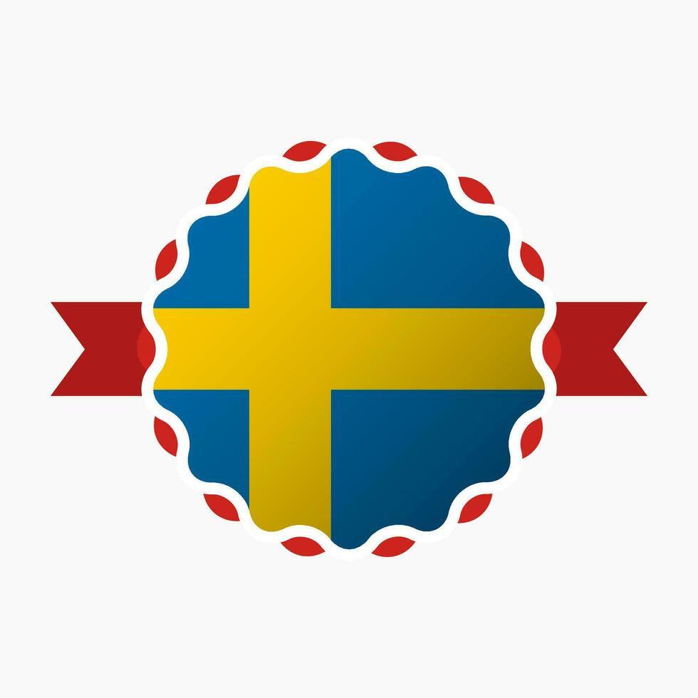Creative Sweden Flag Emblem Badge vector