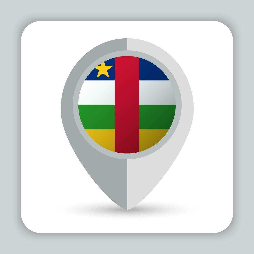 central africano república bandera alfiler mapa icono vector