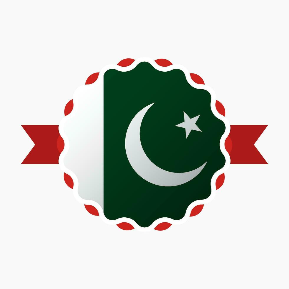 Creative Pakistan Flag Emblem Badge vector