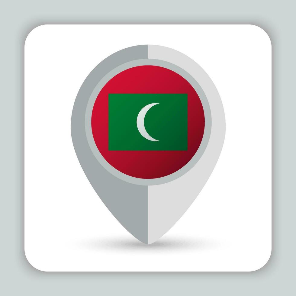 Maldivas bandera alfiler mapa icono vector