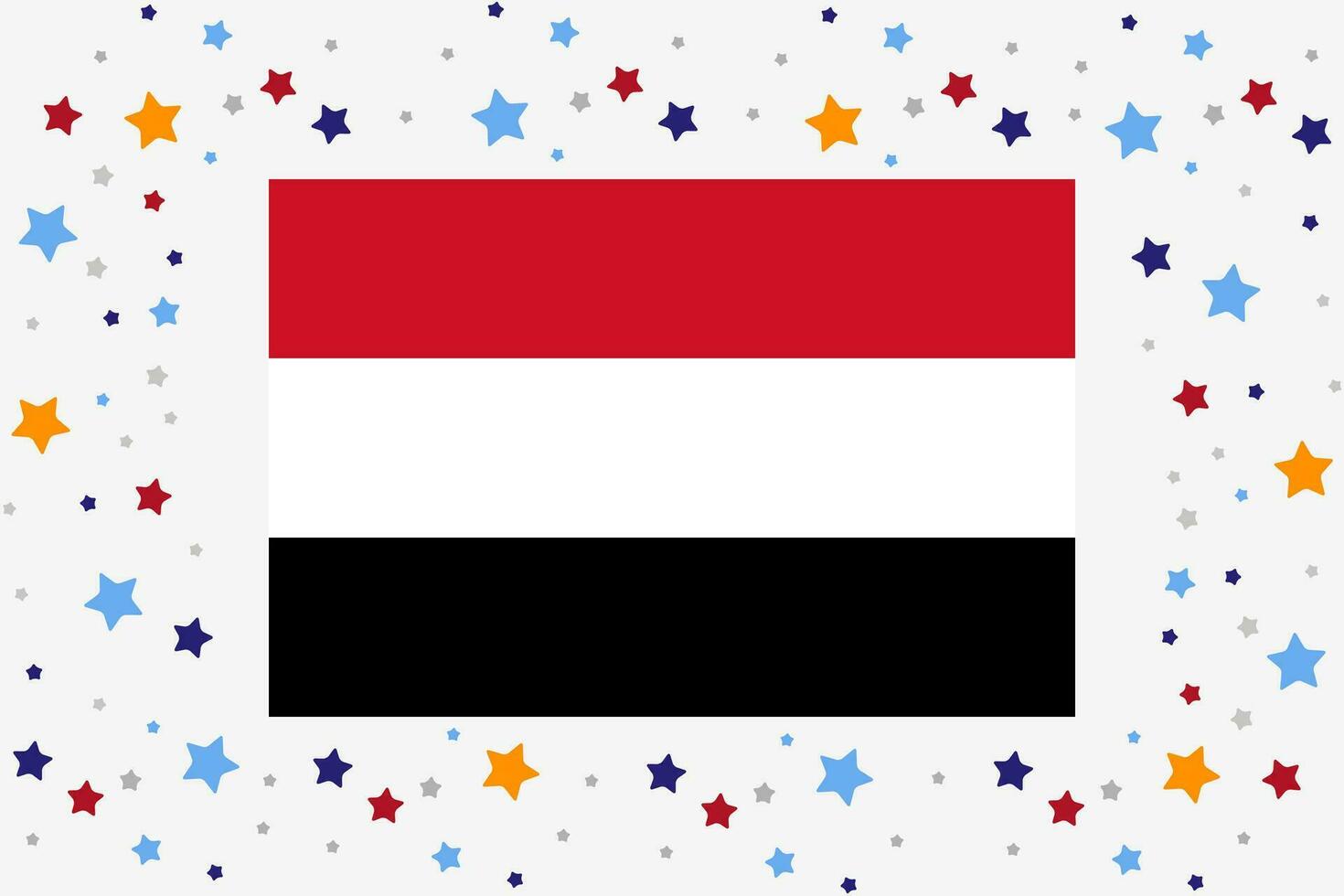 Yemen Flag Independence Day Celebration With Stars vector
