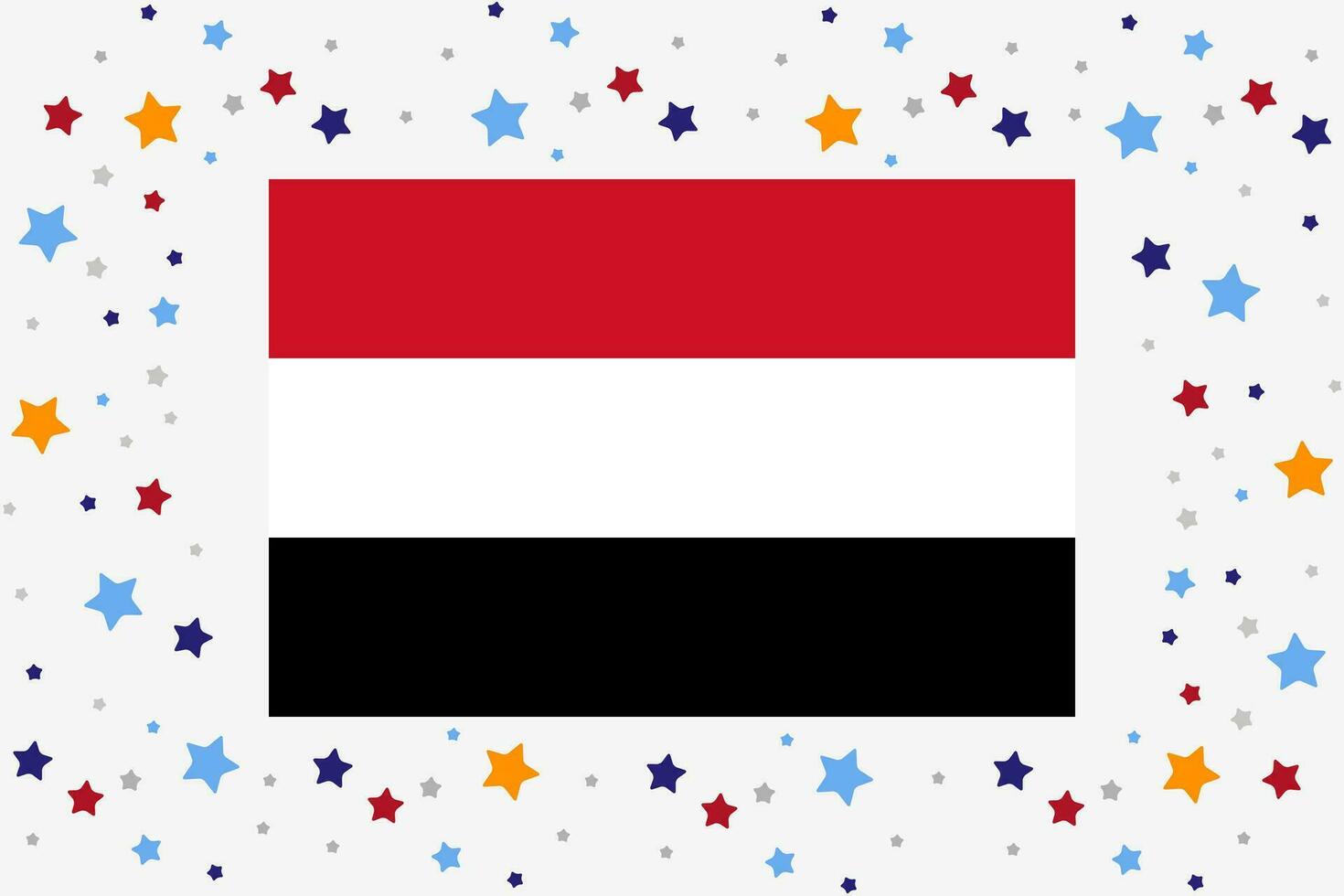 Yemen Flag Independence Day Celebration With Stars vector