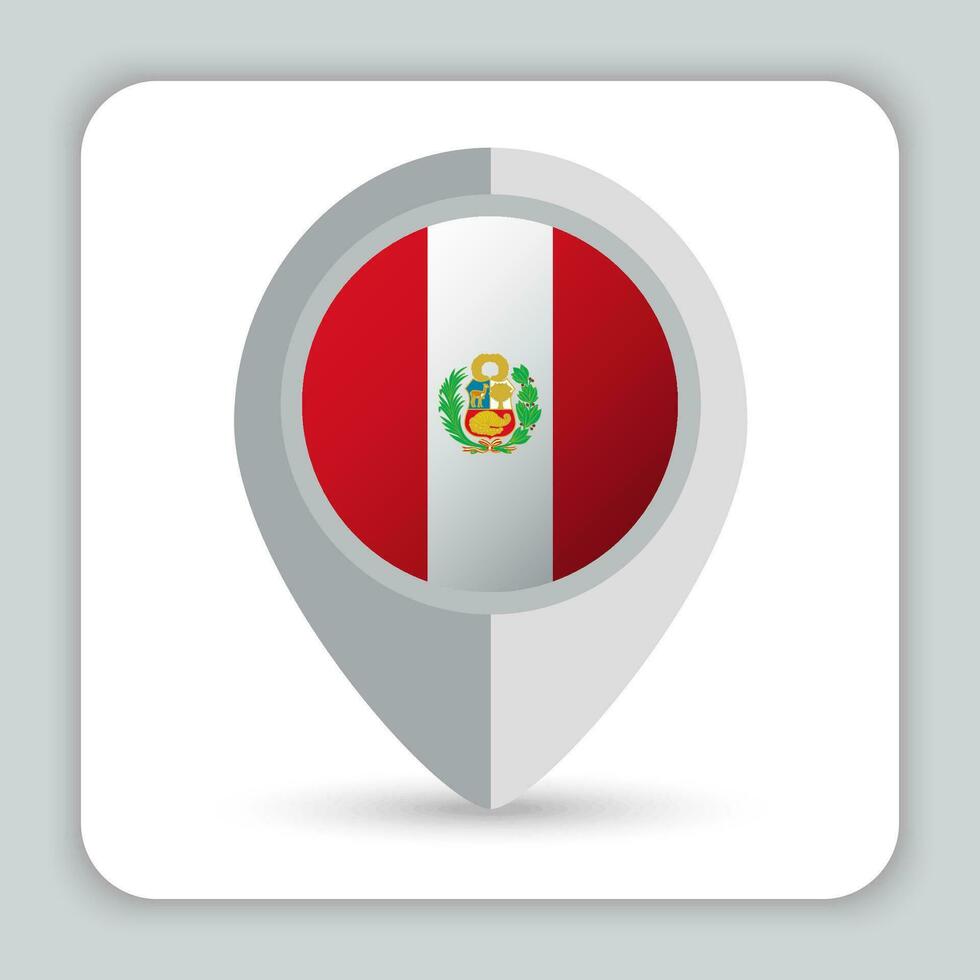 Perú bandera alfiler mapa icono vector