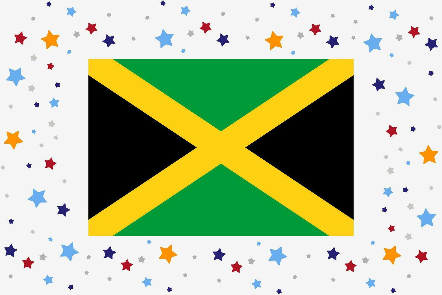 Jamaica bandera independencia día celebracion con estrellas vector