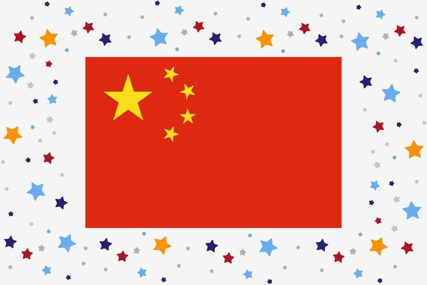 China Flag Independence Day Celebration With Stars vector