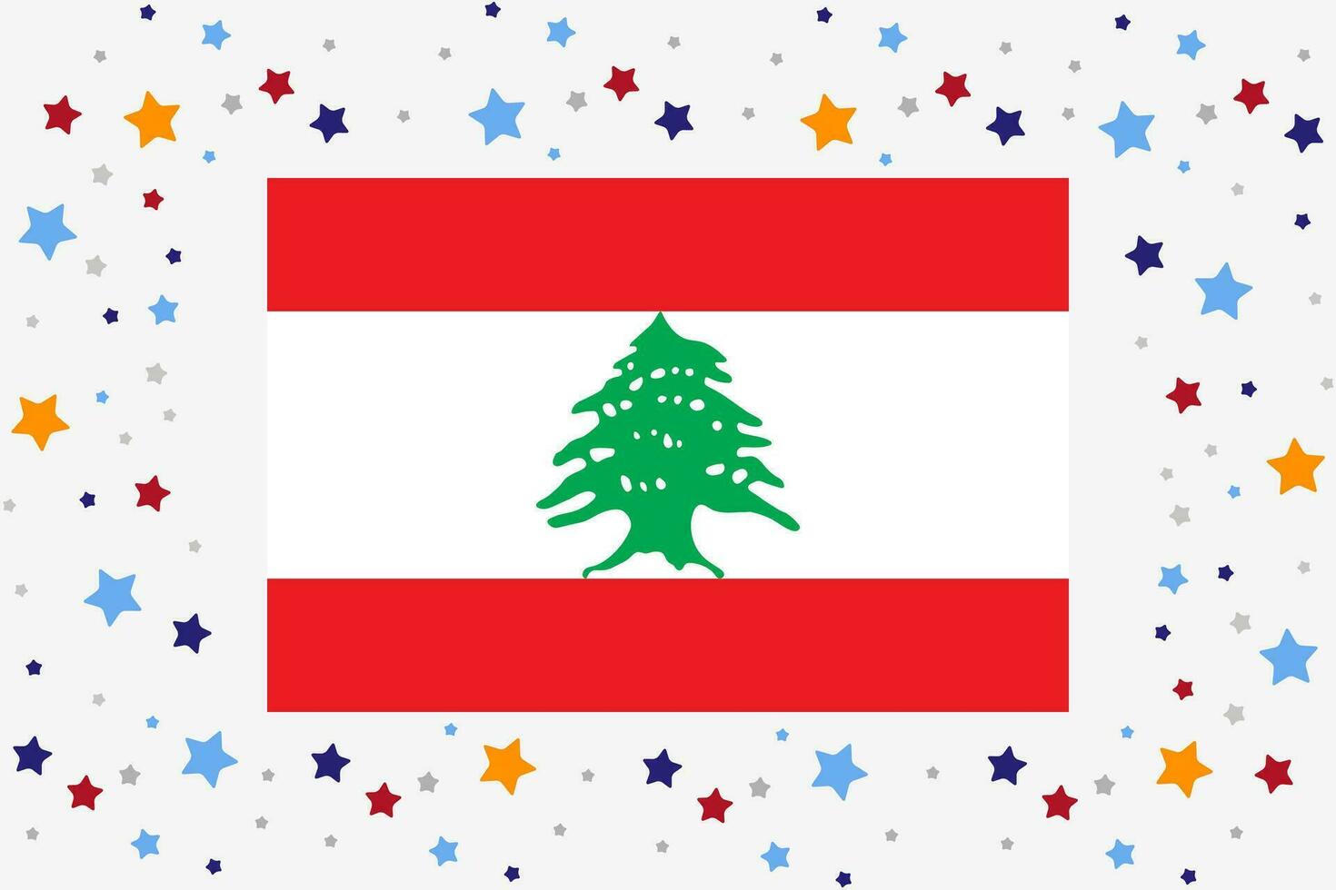 Lebanon Flag Independence Day Celebration With Stars vector