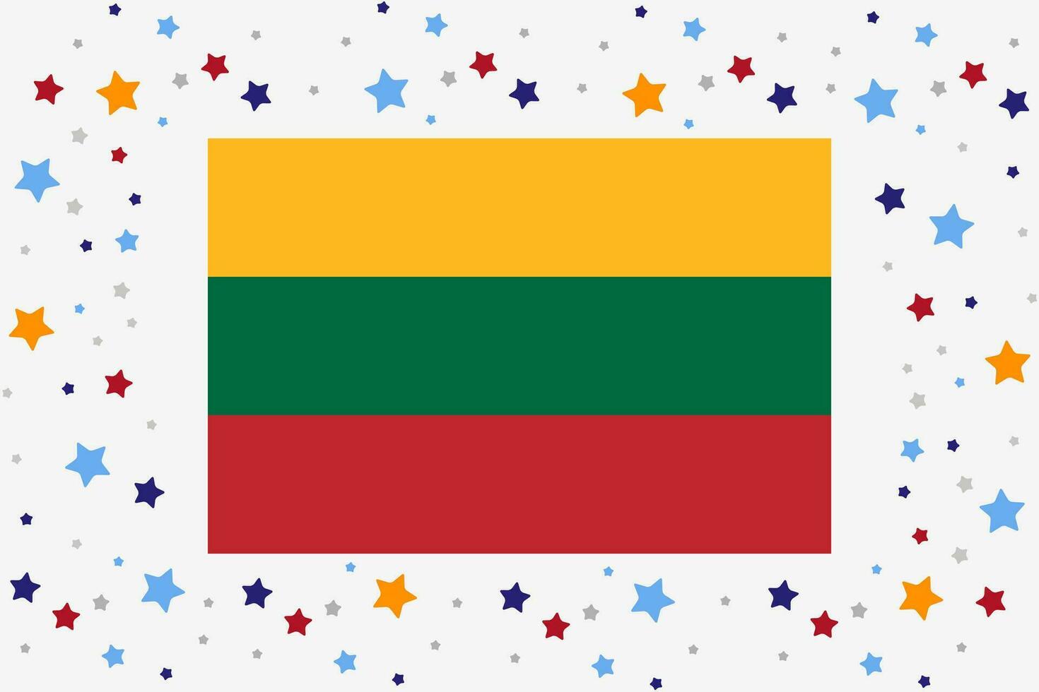 Lithuania Flag Independence Day Celebration With Stars vector