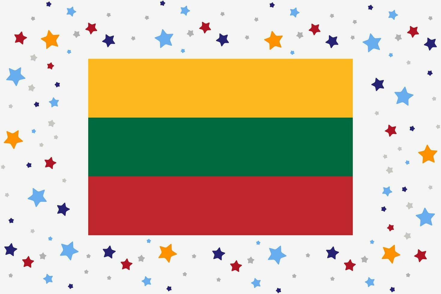 Lithuania Flag Independence Day Celebration With Stars vector