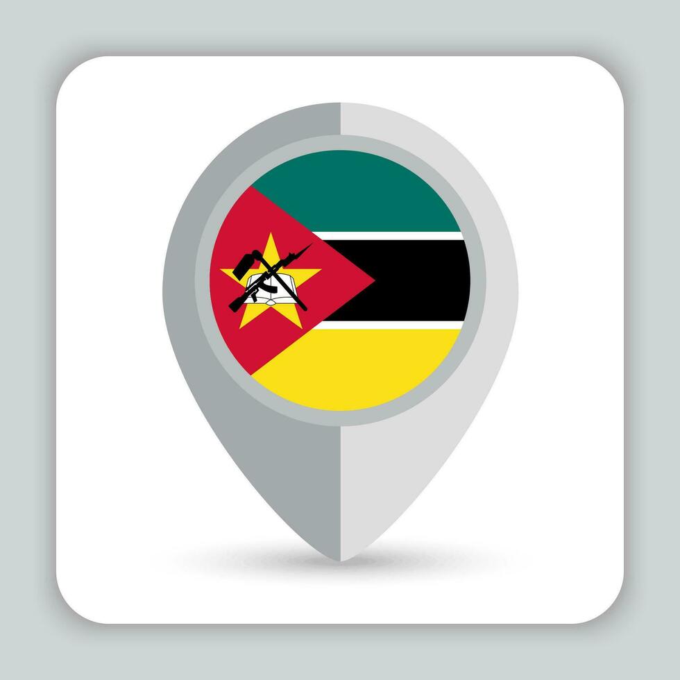 Mozambique Flag Pin Map Icon vector
