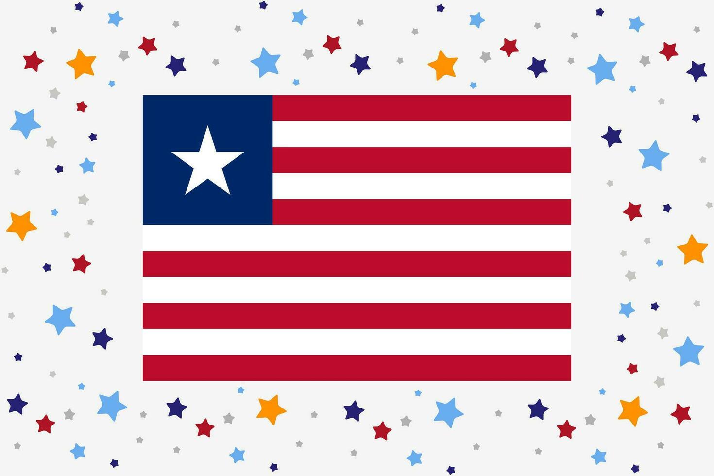 Liberia Flag Independence Day Celebration With Stars vector