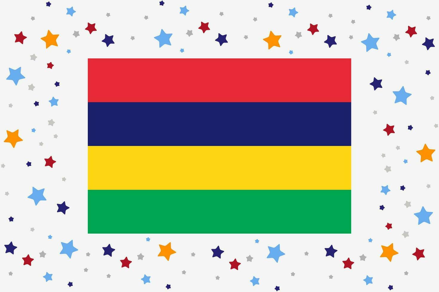 Mauritius Flag Independence Day Celebration With Stars vector