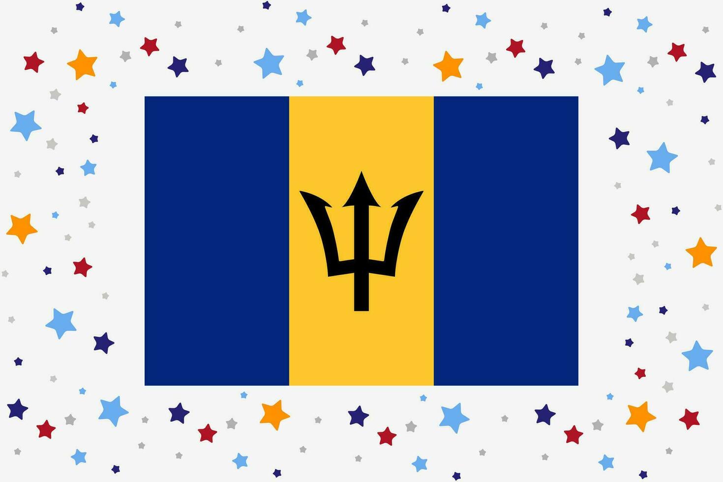 Barbados Flag Independence Day Celebration With Stars vector