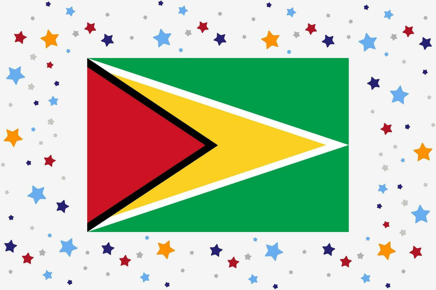 Guyana Flag Independence Day Celebration With Stars vector